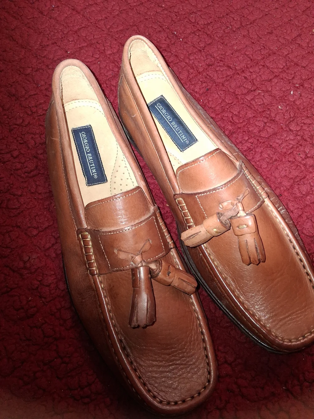 Giorgio Brutini Tan Leather Tassel Slip-On Loafers 10M